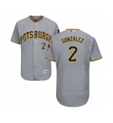 Pittsburgh Pirates #2 Erik Gonzalez Grey Road Flex Base Authentic Collection Baseball Jersey
