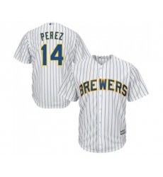 Milwaukee Brewers #14 Hernan Perez Replica White Home Cool Base Baseball Jersey