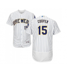 Milwaukee Brewers #15 Cecil Cooper White Home Flex Base Authentic Collection Baseball Jersey