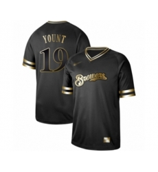 Milwaukee Brewers #19 Robin Yount Authentic Black Gold Fashion Baseball Jersey