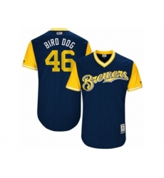 Milwaukee Brewers #46 Corey Knebel Bird Dog Authentic Navy Blue 2017 Players Weekend MLB Jersey