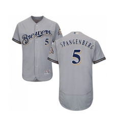Milwaukee Brewers #5 Cory Spangenberg Grey Road Flex Base Authentic Collection Baseball Jersey
