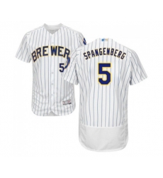 Milwaukee Brewers #5 Cory Spangenberg White Home Flex Base Authentic Collection Baseball Jersey