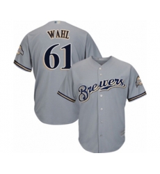 Milwaukee Brewers Bobby Wahl Replica Grey Road Cool Base Baseball Player Jersey
