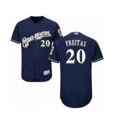 Milwaukee Brewers David Freitas Navy Blue Alternate Flex Base Authentic Collection Baseball Player Jersey