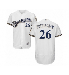 Milwaukee Brewers Jacob Nottingham White Alternate Flex Base Authentic Collection Baseball Player Jersey
