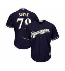 Milwaukee Brewers Trey Supak Replica Navy Blue Alternate Cool Base Baseball Player Jersey
