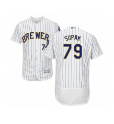 Milwaukee Brewers Trey Supak White Home Flex Base Authentic Collection Baseball Player Jersey