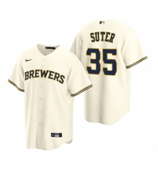 Nike Milwaukee Brewers #35 Brent Suter Cream Home Stitched Baseball Jersey