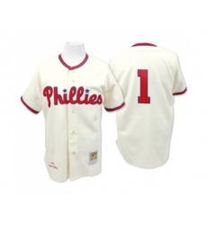 Philadelphia Phillies #1 Richie Ashburn Replica Cream Throwback Baseball Jersey
