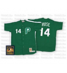 Philadelphia Phillies #14 Pete Rose Authentic Green Throwback Baseball Jersey