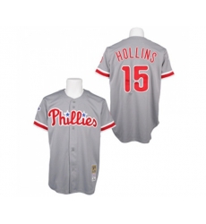 Philadelphia Phillies #15 Dave Hollins Replica Grey Throwback Baseball Jersey