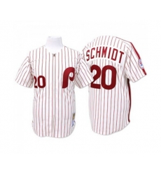Philadelphia Phillies #20 Mike Schmidt Authentic White Red Strip Throwback Baseball Jersey