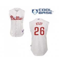 Philadelphia Phillies #26 Chase Utley Replica White Red Strip Vest Style Baseball Jersey