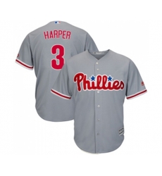 Philadelphia Phillies #3 Bryce Harper Replica Grey Road Cool Base Baseball Jersey