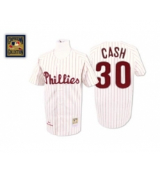 Philadelphia Phillies #30 Dave Cash Authentic White Red Strip Throwback Baseball Jersey
