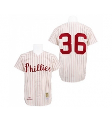 Philadelphia Phillies #36 Robin Roberts Replica White Red Strip Throwback Baseball Jersey
