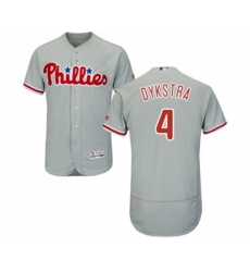 Philadelphia Phillies #4 Lenny Dykstra Grey Road Flex Base Authentic Collection Baseball Jersey