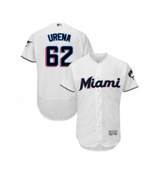 Marlins #62 Jose Urena White Home Flex Base Authentic Collection Baseball Jersey