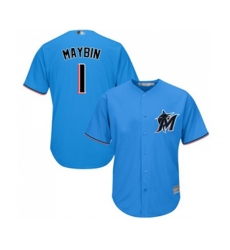 Miami Marlins #1 Cameron Maybin Replica Blue Alternate 1 Cool Base Baseball Jersey