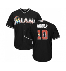 Miami Marlins #10 JT Riddle Authentic Black Team Logo Fashion Cool Base Baseball Jersey