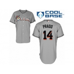 Miami Marlins #14 Martin Prado Authentic Grey Road Cool Base MLB Jersey