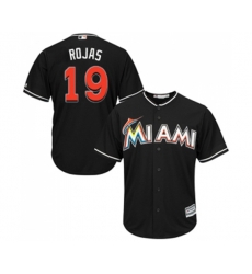Miami Marlins #19 Miguel Rojas Replica Black Alternate 2 Cool Base Baseball Jersey