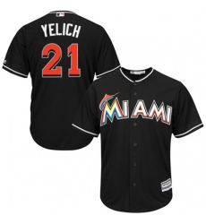 Miami Marlins #21 Christian Yelich Replica Black Alternate 2 Cool Base MLB Jersey