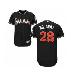 Miami Marlins #28 Bryan Holaday Black Alternate Flex Base Authentic Collection Baseball Jersey