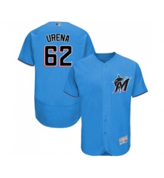 Miami Marlins #62 Jose Urena Blue Alternate Flex Base Authentic Collection Baseball Jersey