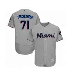 Miami Marlins Drew Steckenrider Grey Road Flex Base Authentic Collection Baseball Player Jersey
