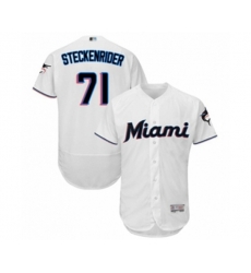 Miami Marlins Drew Steckenrider White Home Flex Base Authentic Collection Baseball Player Jersey