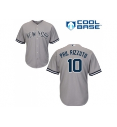 New York Yankees #10 Phil Rizzuto Authentic Grey Road MLB Jersey