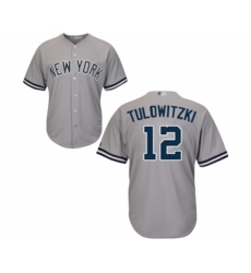 New York Yankees #12 Troy Tulowitzki Replica Grey Road Baseball Jersey