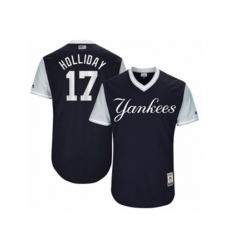 New York Yankees #17 Matt Holliday Holliday Authentic Navy Blue 2017 Players Weekend MLB Jersey