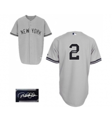 New York Yankees #2 Derek Jeter Authentic Grey Road Autographed Baseball Jersey