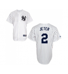 New York Yankees #2 Derek Jeter Authentic White Name On Back Baseball Jersey