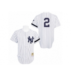 New York Yankees #2 Derek Jeter Authentic White Throwback MLB Jersey