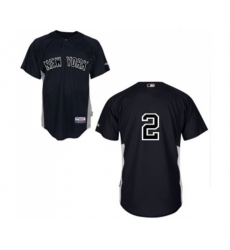 New York Yankees #2 Derek Jeter Replica Black Baseball Jersey