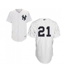 New York Yankees #21 Paul ONeill Authentic White Cooperstown Baseball Jersey