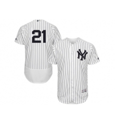 New York Yankees #21 Paul ONeill White Navy Flexbase Authentic Collection MLB Jersey