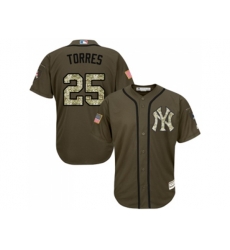 New York Yankees #25 Gleyber Torres Green Salute to Service Stitched MLB Jersey