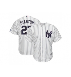 New York Yankees #27 Giancarlo Stanton White Strip New Cool Base 2018 Stars & Stripes Stitched MLB Jersey