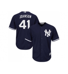 New York Yankees #41 Randy Johnson Authentic Navy Blue Alternate MLB Jersey