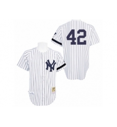 New York Yankees #42 Mariano Rivera Authentic White Throwback MLB Jersey