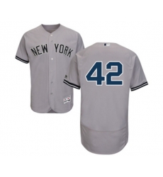 New York Yankees #42 Mariano Rivera Grey Road Flex Base Authentic Collection Baseball Jersey