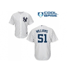 New York Yankees #51 Bernie Williams Authentic White Home MLB Jersey