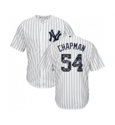 New York Yankees #54 Aroldis Chapman Authentic White Team Logo Fashion MLB Jersey