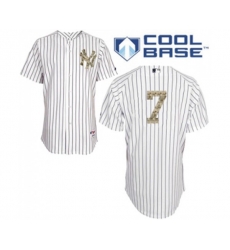 New York Yankees #7 Mickey Mantle Authentic White USMC Cool Base Baseball Jersey