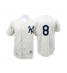 New York Yankees #8 Yogi Berra Replica White Throwback Baseball Jersey